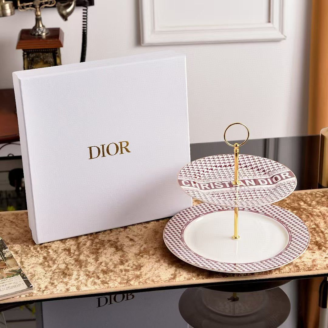 Christian Porcelain 2 Tier Cake Stand - Dior Tray | Aleppo Gift UAE